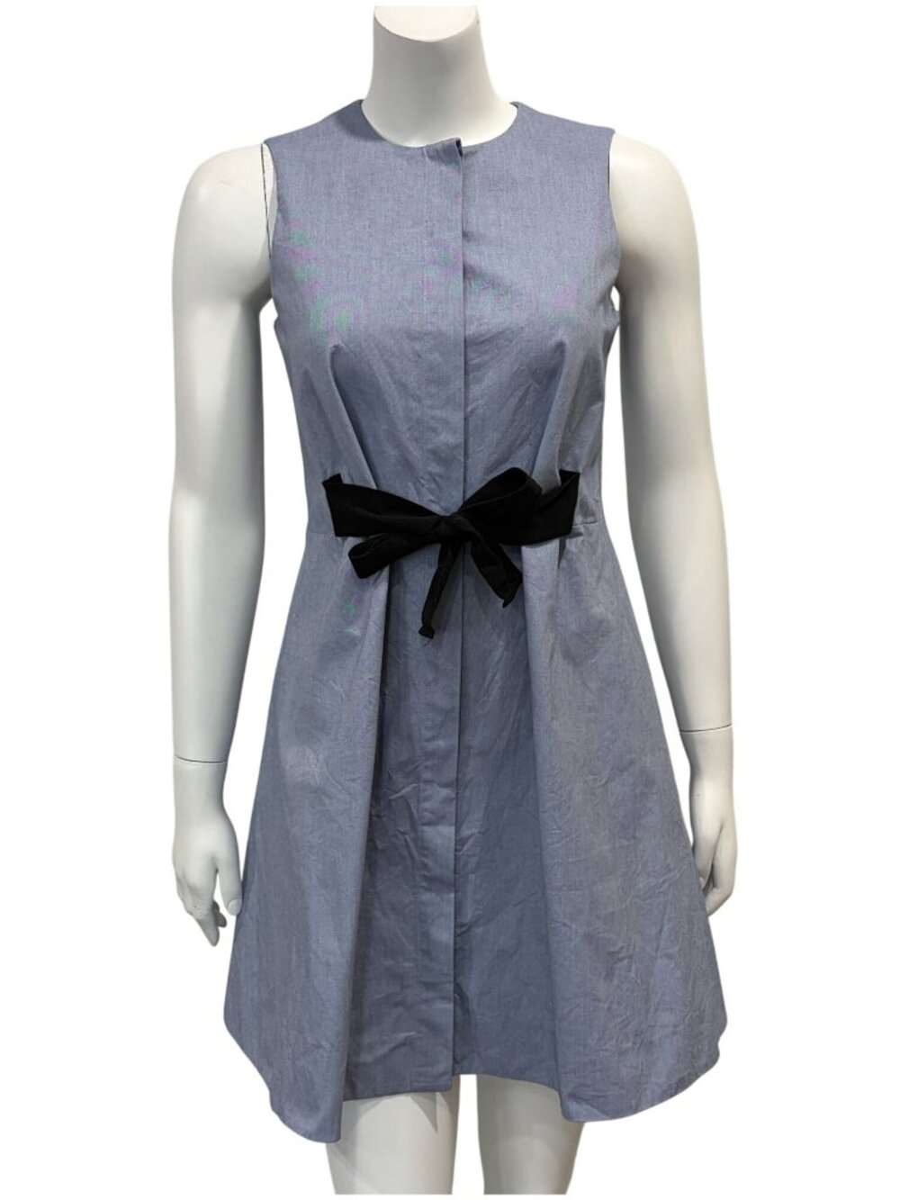 & Other Stories Paris Atelier Bow Front Chambray Dress Size 2 Sleeveless Cute